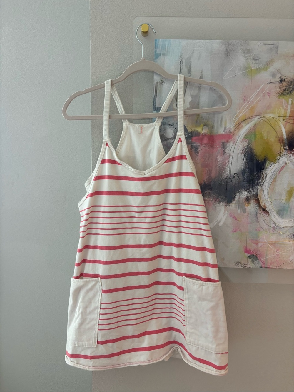FP Movement by Free People White & Coral Striped athletic Romper